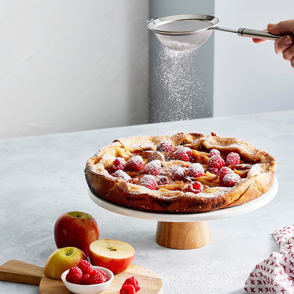 Ambrosia Zest Porcelain & Acacia Wood Cake Stand 30cm