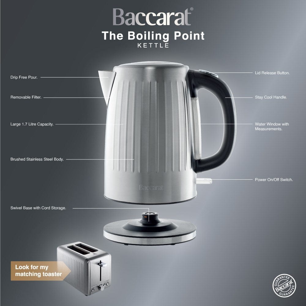 Baccarat The Boiling Point Kettle in Silver infographic at House.