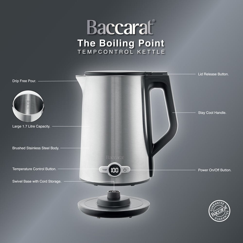 Baccarat The Boiling Point Tempcontrol Kettle in Silver infographic at House. 