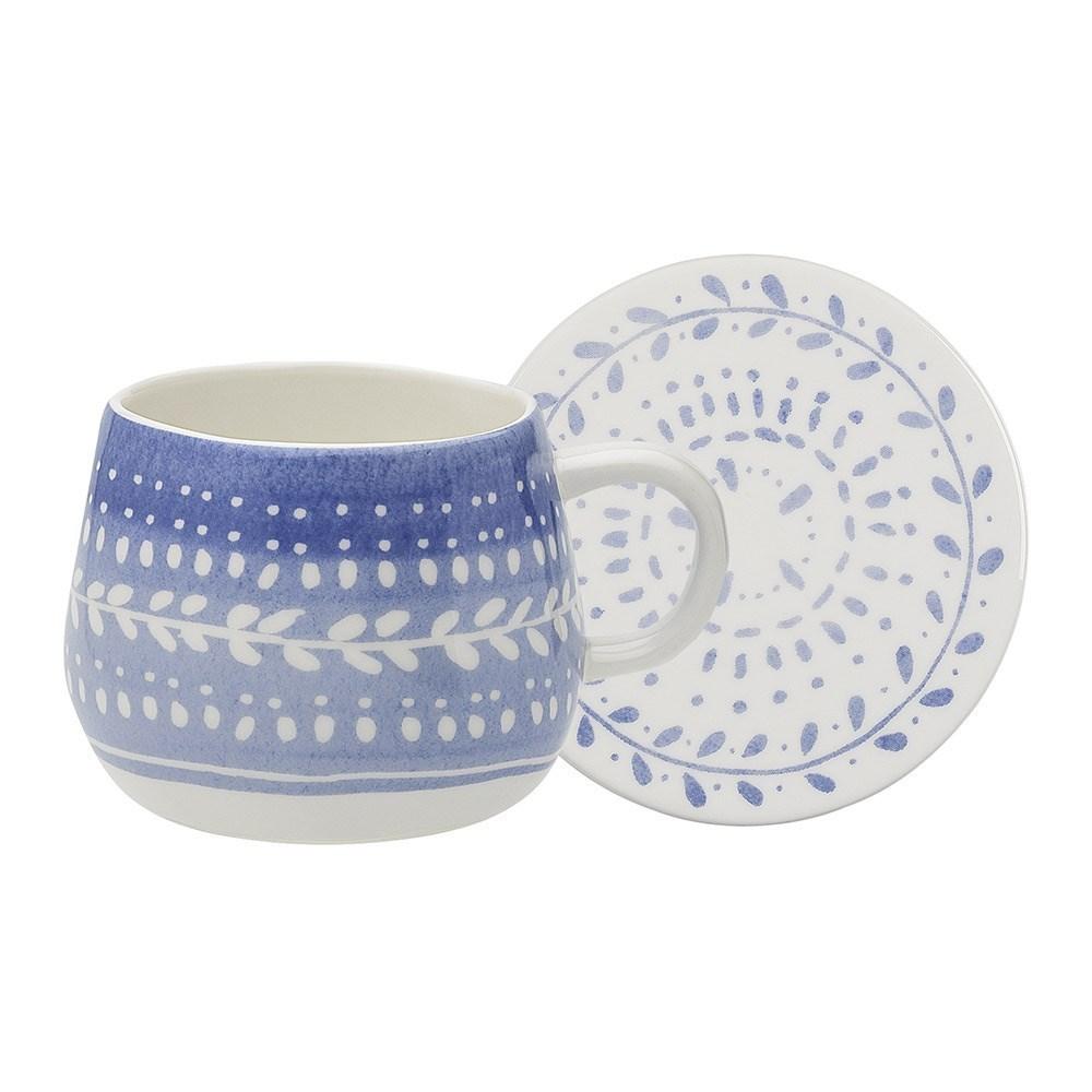 Ecology Retreat Porcelain Mug & Coaster Set 350ml Blue
