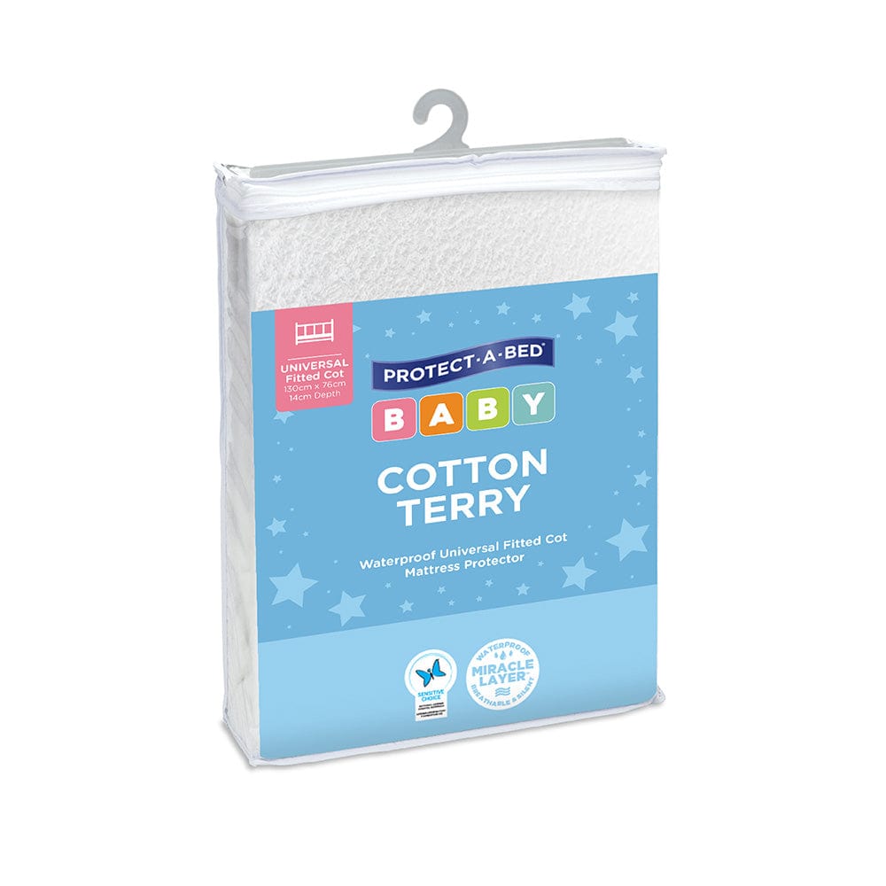 Protect-A-Bed Infant Cotton Terry Cot Fitted Waterproof Mattress Protector