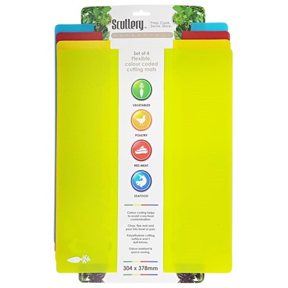 Scullery Essentials Flexible Colour Coded Cutting Mat Set of 4