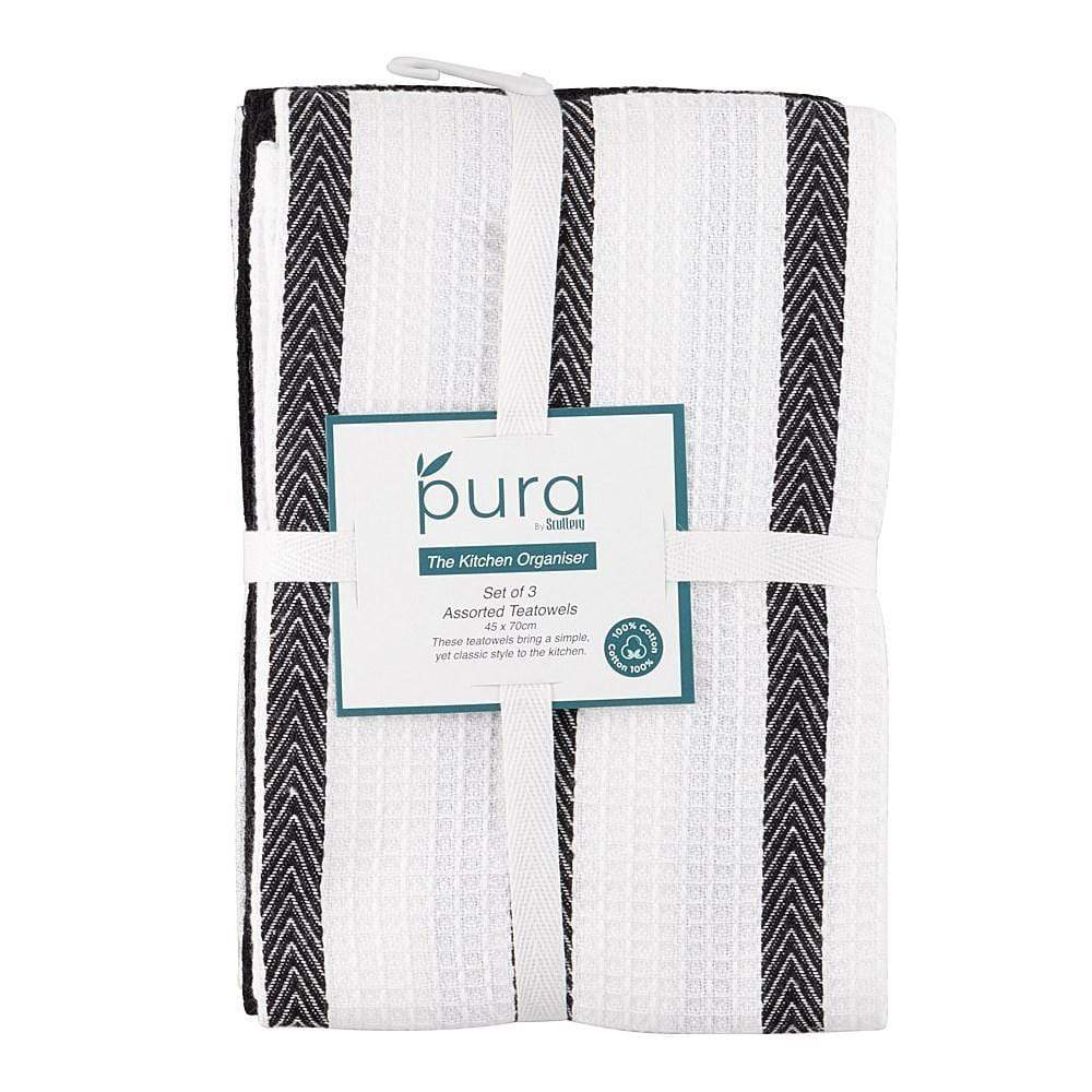 Scullery Pura Tea Towel Set of 3 Black