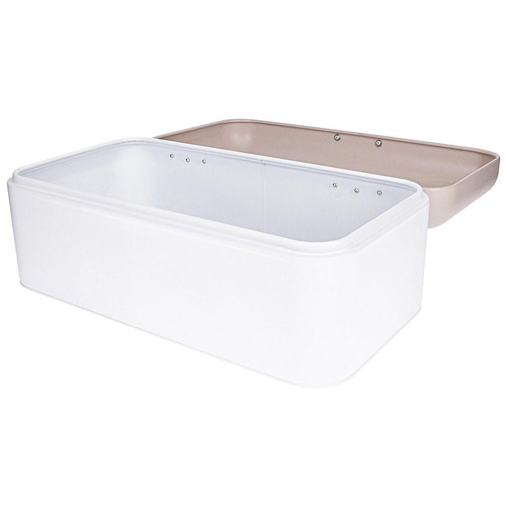 Scullery Stainless Steel Bread Bin White & Taupe