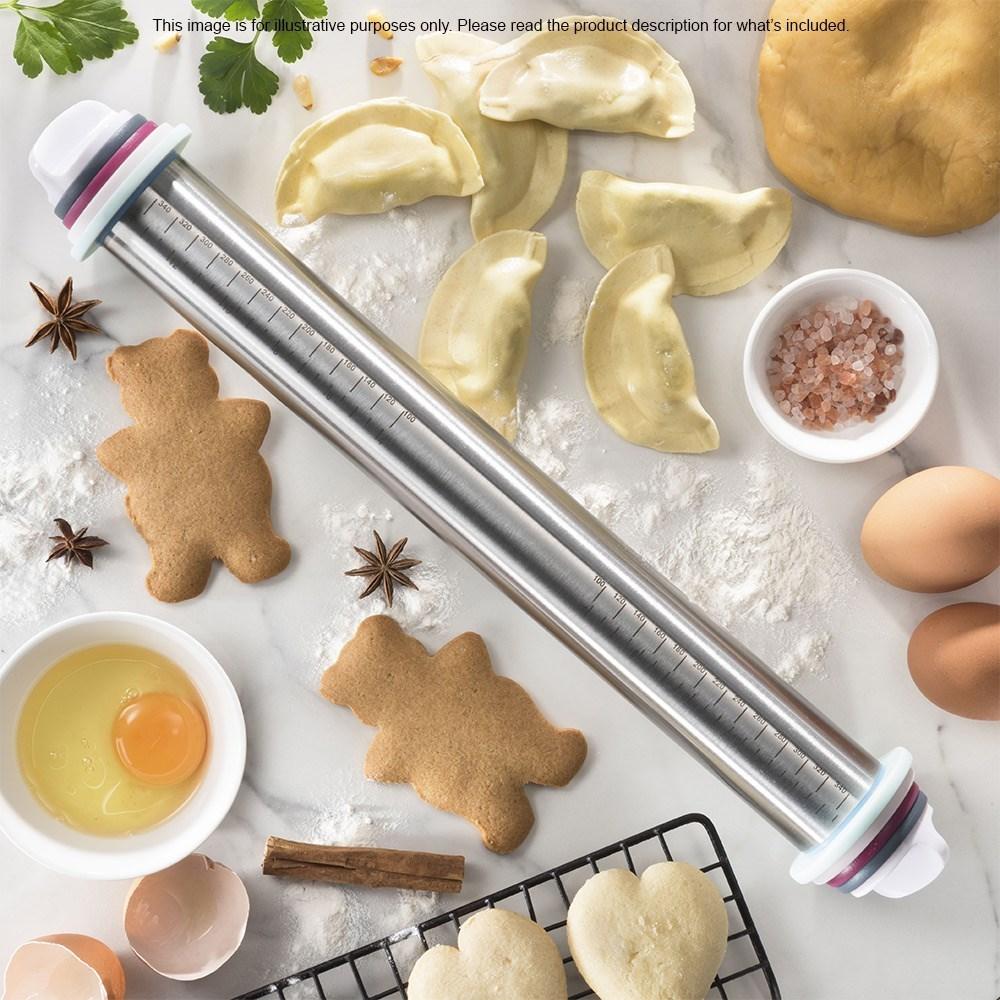 Soffritto Professional Bake Stainless Steel Rolling Pin with Adjusters 35cm