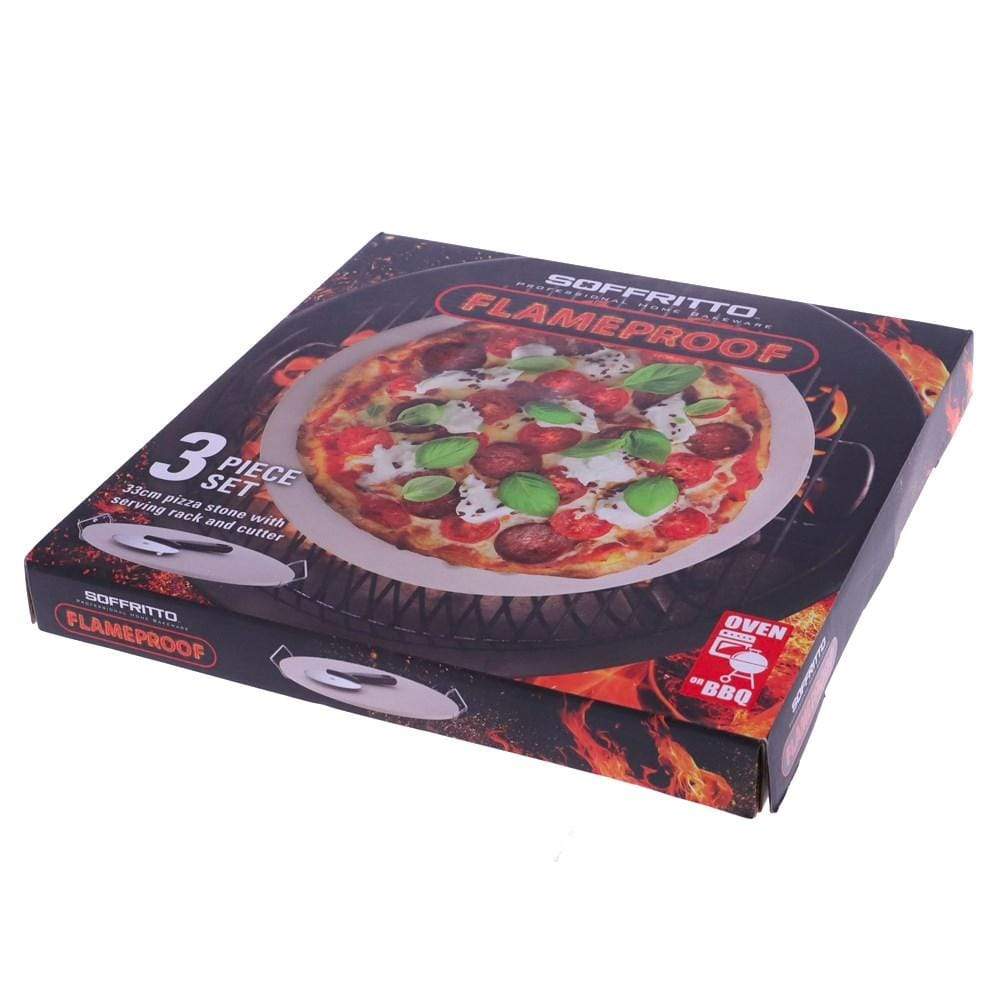 Soffritto Professional Flameproof 3 Piece Pizza Stone Set